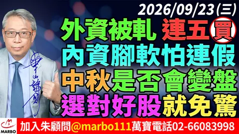 2026/09/23 外資被軋連五買!內資腳軟怕連假!中秋是否會變盤?選對好股就免驚! #朱成志社長